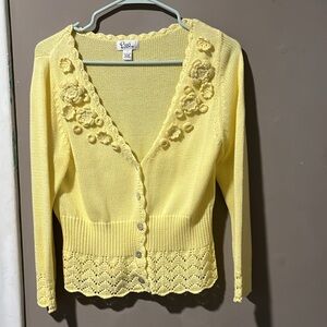 Lilly Pulitzer yellow crochet cardigan size large